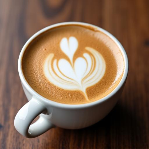 Signature Flat White served in a ceramic cup with latte art.